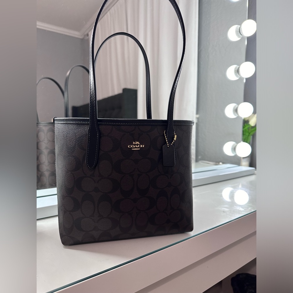 Coach mini city tote in signature canvas